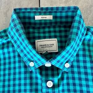 Frank & Oak Green & Blue Medium Checkered Men's Shirt